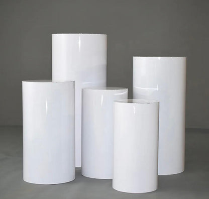  Round Plinth Hire – 5 Sizes Available | Perfect for Cakes, Flowers & Event Styling