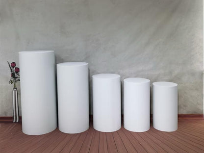  Round Plinth Hire – 5 Sizes Available | Perfect for Cakes, Flowers & Event Styling